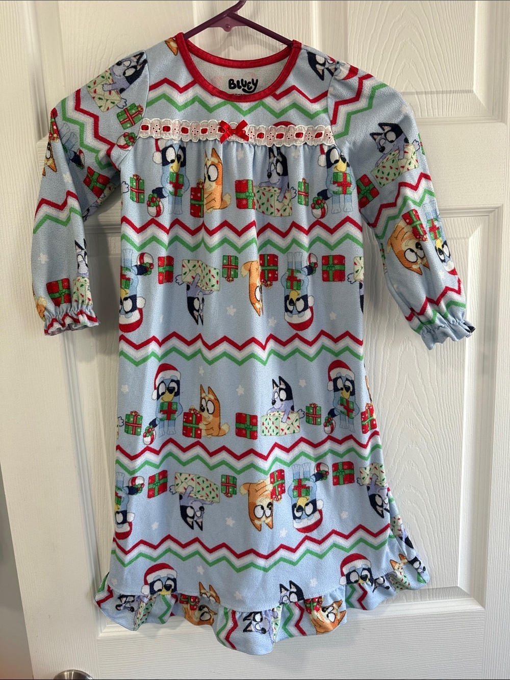 Disney  Bluey Holiday Kids Nightgown with Red Trim
